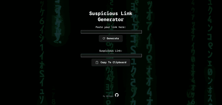 Suspicious Link Generator Screenshot